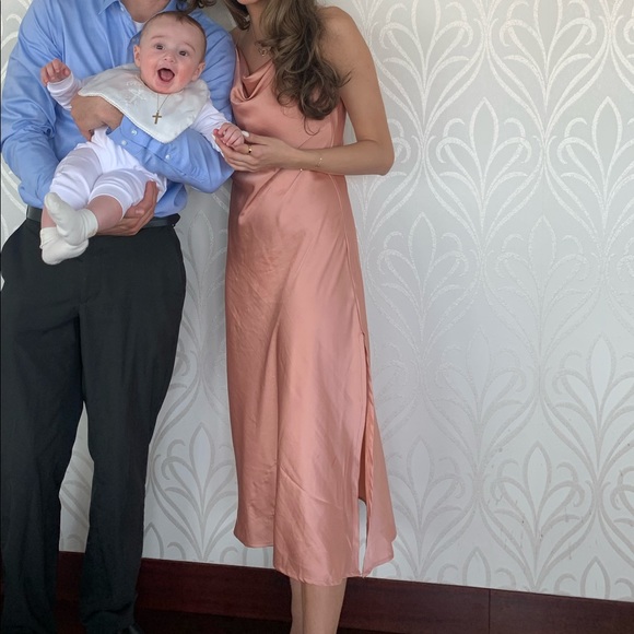 Satin Slit Midi Dress - Pink - Picture 7 of 7